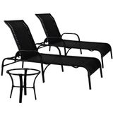 Kit 2 Espreguiçadeiras E Mesa De Centro Havaí Preto