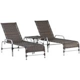 2 Cadeiras Espreguiçadeiras E Mesa Confortável Para Piscina Argila