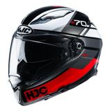 Capacete Hjc F70 Tino Preto Branco E Vermelho 58 [f016]