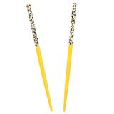 Madeira Animal Print Hair Sticks Para Mulheres - Amarelo