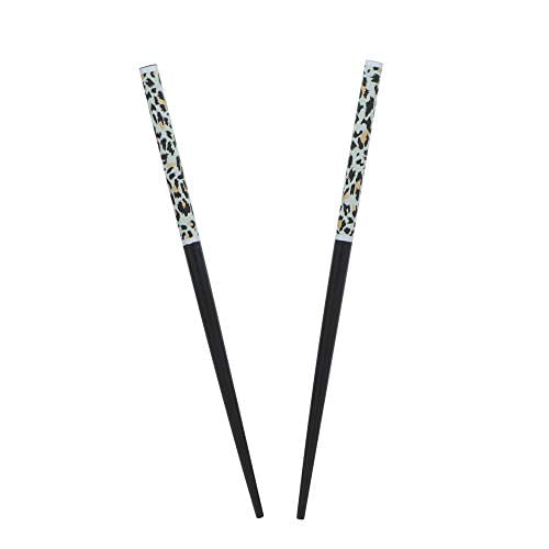 Madeira Animal Print Hair Sticks Para Mulheres - Preto