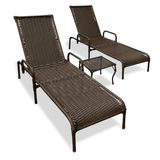 Kit 2 Espreguiçadeiras Catar Com Regulagem E Mesa De Centro Para Piscina Marrom, Área Externa