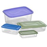 Kit Pote Retangular Graduado 2l E 3,5l E Caixa Topa Tudo 4l