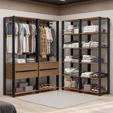 Guarda-roupa Closet Modulado Valencia 4 Gavetas 358cm Rustic/preto Madesa 03