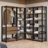 Guarda-roupa Closet Modulado Valencia 2 Gavetas 337cm Rustic/preto Madesa 05