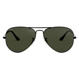 Óculos De Sol Ray-ban Aviator Classic Extra Large Armação De Metal Cor Polished Black, Lente Green De Cristal Clássica,