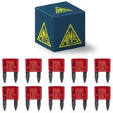 10 Fusíveis Mini Lâmina 10a Universal Vermelho Ams 17010