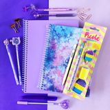 Kit Papelaria Tons Roxo Fofa 2.0 Kawaii Cor Lilas Escolar