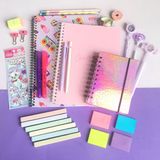 Kit Papelaria Combo Master Tons Rosa E Lilas Canetas Caderno