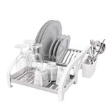 Escorredor Cama 12 Pratos Inox Branco Com Porta Talheres