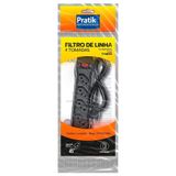 Filtro De Linha Pratik 4 Tomadas 3x0,75mm 1 Metro 10a Sm Preto