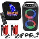 Karaoke Party Box Preto +2 Microfones +caixa De Som