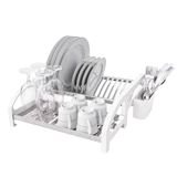 Escorredor Cama 16 Pratos Inox Branco Com Porta Talheres