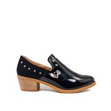 Cores Dos Sapatos: Salto Baixo, Couro Envernizado, Preto E Branco