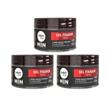 Gel Fixador Salon Line Men Forte 300g - Kit Com 3un