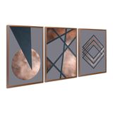 Quadro 60x120cm Abstrato Geométrico Mateo Moldura Bronze Sem Vidro Decorativo Interiores