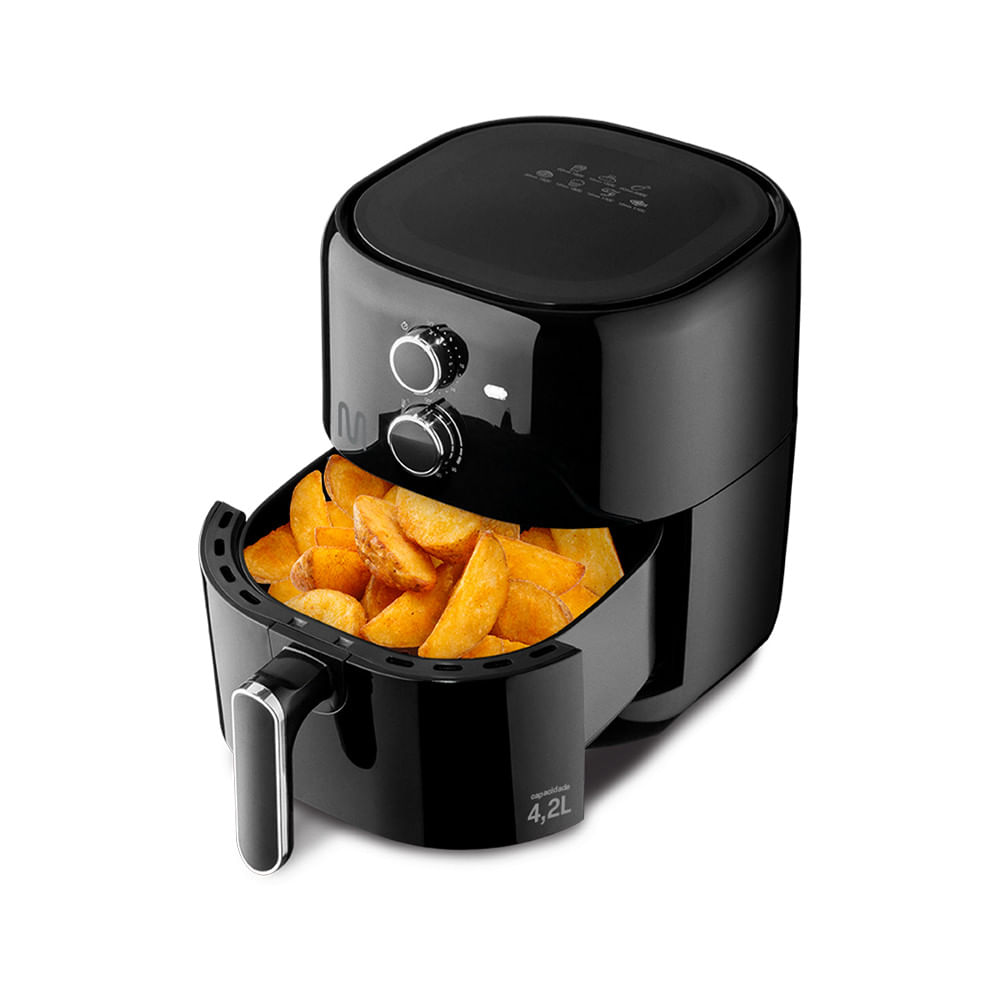 Fritadeira Elétrica Sem Óleo Air Fryer 4,2 Litros 1500w 127v Preta Multi - Go207