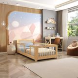 Cama Infantil Solteiro Montessoriano Wave Com Rattan Casatema Branco/natural