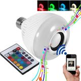 Lampada Musical Caixa Som Bluetooth Led Rgb Com Controle E27