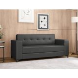 Sofá Bronze 3 Lugares Corino 191cmx83cm Preto