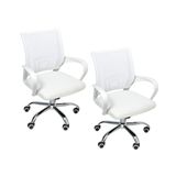 Kit 2 Cadeiras De Escritório Begonia Mesh Ergonômico Branco