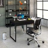 Mesa Para Escritório 90cm 2 Gavetas Kuadra Compace Preto Onix