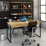 Mesa Para Escritório 150cm 2 Gavetas Kuadra Compace Carvalho