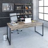 Mesa Para Escritório Diretor Estilo Industrial 180cm Kuadra Compace Carvalho Dark