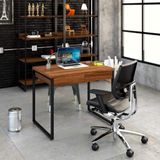 Mesa Para Escritório 90cm 2 Gavetas Kuadra Compace Nogal