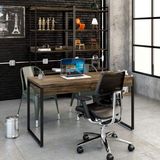 Mesa para Escritório 135cm 2 Gavetas Kuadra Compace Carvalho Dark