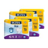 Fralda Geriátrica Bigfral Plus Regular Tamanho Xg - 4 Pacotes Com 16 Tiras