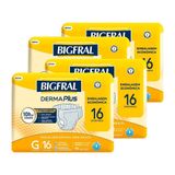 Fralda Geriátrica Bigfral Derma Plus Tamanho G - 4 Pacotes Com 16 Tiras