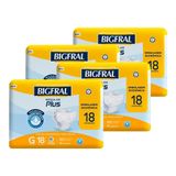 Fralda Geriátrica Bigfral Plus Regular Tamanho G - 4 Pacotes Com 18 Tiras