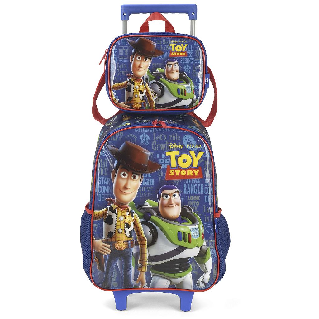 Kit Mochila De Rodinhas Lancheira Luxcel Toy Story Vermelho