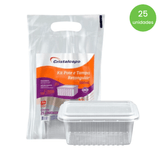 Pote 500ml Retangular Transparente com tampa Cristalcopo com 25 unidades