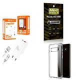 Kit Carregador Turbo 20w + Capinha Samsung S10 + Película 3d
