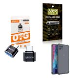 Kit Usb Para Tipo C + Capinha Motorola G50 5g + Película 3d