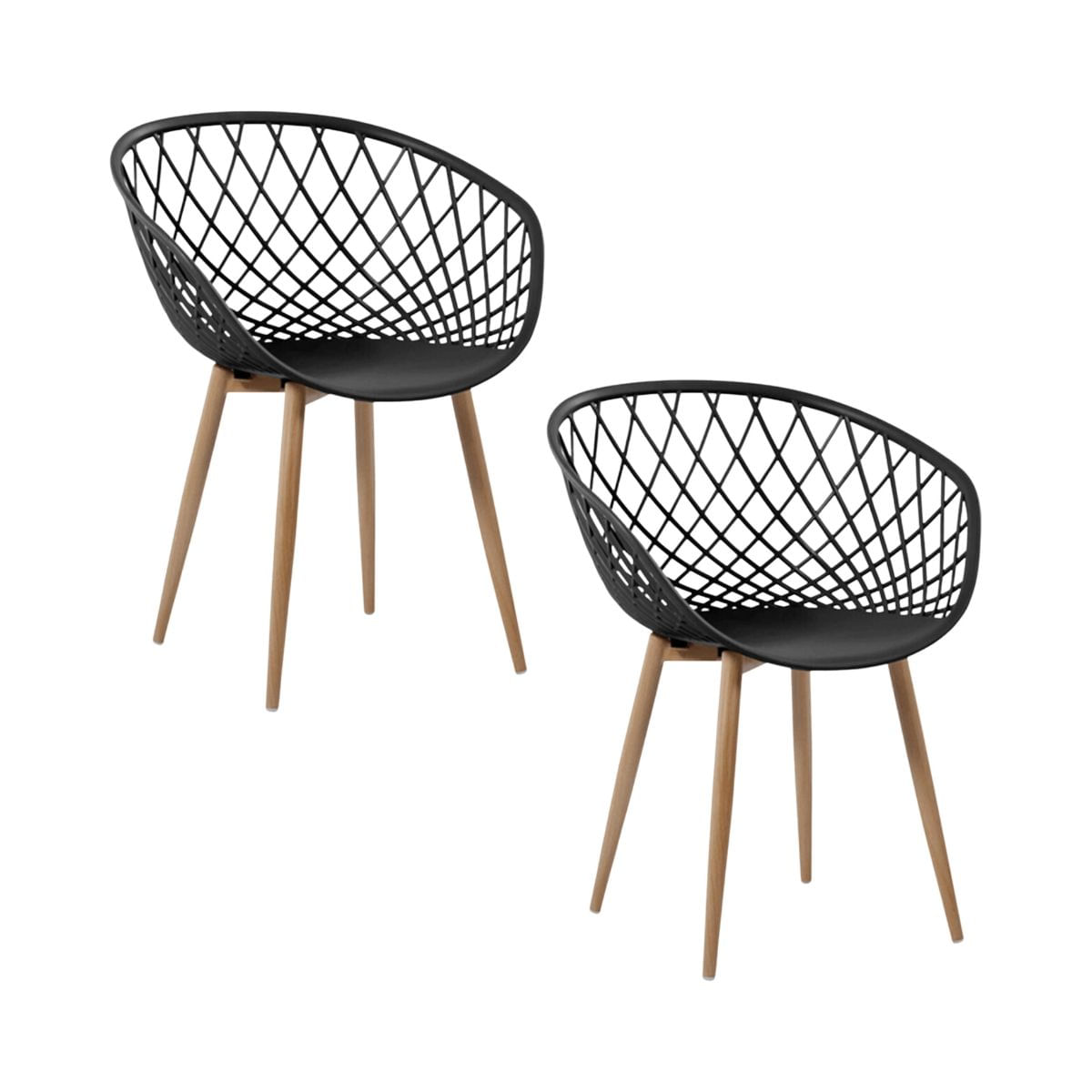 Kit 2 Cadeiras Clarice Nest Wood Com Apoio De Braço - Preto