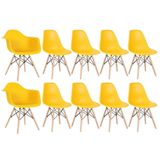 Kit 2 Cadeiras Eames Daw Com Braços + 8 Cadeiras Amarelo