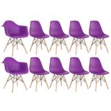 Kit 2 Cadeiras Eames Daw Com Braços + 8 Cadeiras Roxo