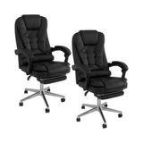 Kit 2 Cadeiras Presidente Ergonômica Apoio Para Pés - Preto