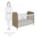 Quarto de Bebê com Berço Mini Cama e Guarda Roupa 3 Portas 100% MDF Mimo Móveis Peroba Branco Brilho/Carvalho