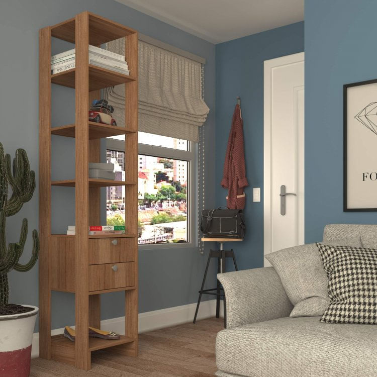 Estante para Livros 2 Gavetas 4 Prateleiras Nova Mobile