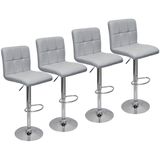 Kit 4 Banquetas Confort Gomos Estofadas Couro Giratórias c/ Regulagem Cinza