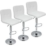 Kit 3 Banquetas Confort Gomos Estofada Couro Giratória c/ Regulagem Branca
