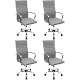 Kit 4 Cadeiras Eames Esteirinha Presidente Escritório Alta - Cinza