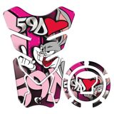 Kit Protetor Tanque Adesivo Moto Honda Acima 2018 Pernalonga Rosa Cor Rosa