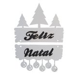 Enfeite De Porta Feliz Natal (31x23) Branco