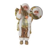 Boneco Papai Noel Natal Natalino 45cm Arvore Dourado Decoração