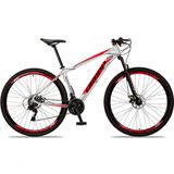 Bicicleta Aro 29 Aluminum 24 Vel Câmbio Traseiro Freio A Disco Bike Mtb Alumínio Branco+vermelho
